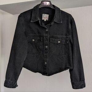 Stoosh Washed Black Cropped Denim Jacket